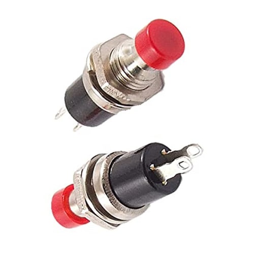 Round Red Mini Push Button SPST Momentary Switch (2 Pin)
