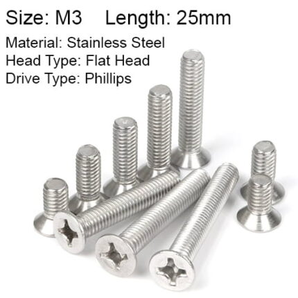 M3x25 Stainless Steel Flat Head Phillips Screw